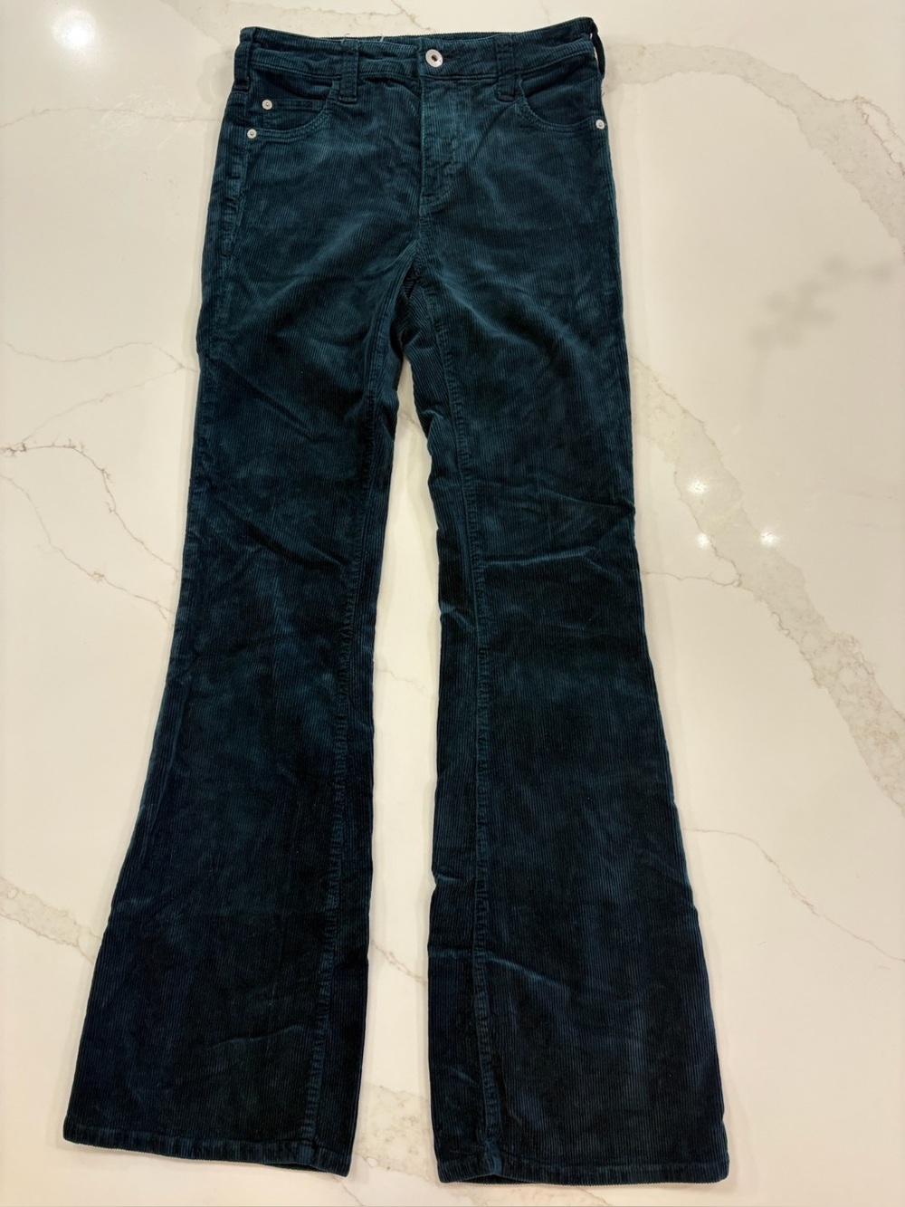 Anthropologie Pilcro High-Rise Bootcut Corduroy Pants Teal Green 26